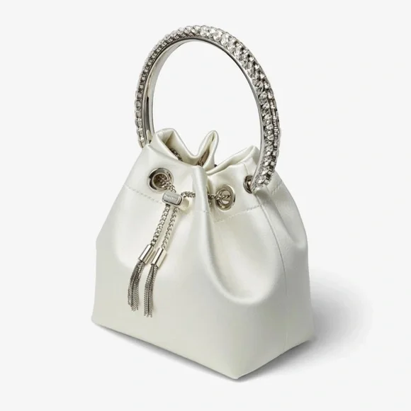 Jimmy Choo Bon Bon
Ivory Satin Bag with Crystal Handle - Picture 4 of 7